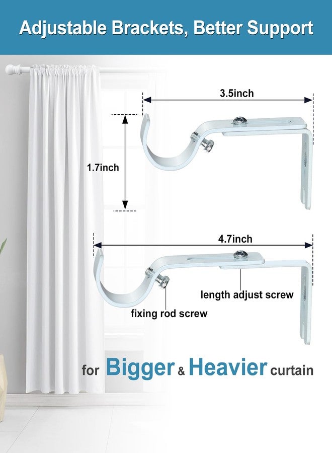 HOSKO White Curtain Rod - 1 Inch Curtain Rods for Window 30-84 Inches - Including Three Mounting Brackets （White） - Image 4